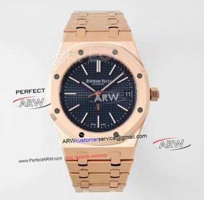 IPF Swiss Replica Audemars Piguet Royal Oak Extra-Thin Rose Gold Dark Blue Face Watch